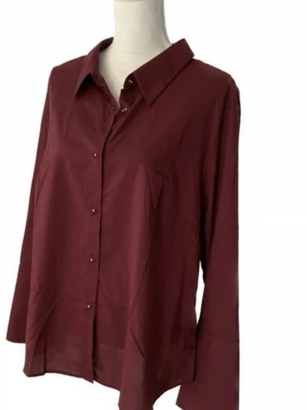 Misha Nonoo Husband Shirt in Burgundy. Gunmetal buttons. NWT. XS